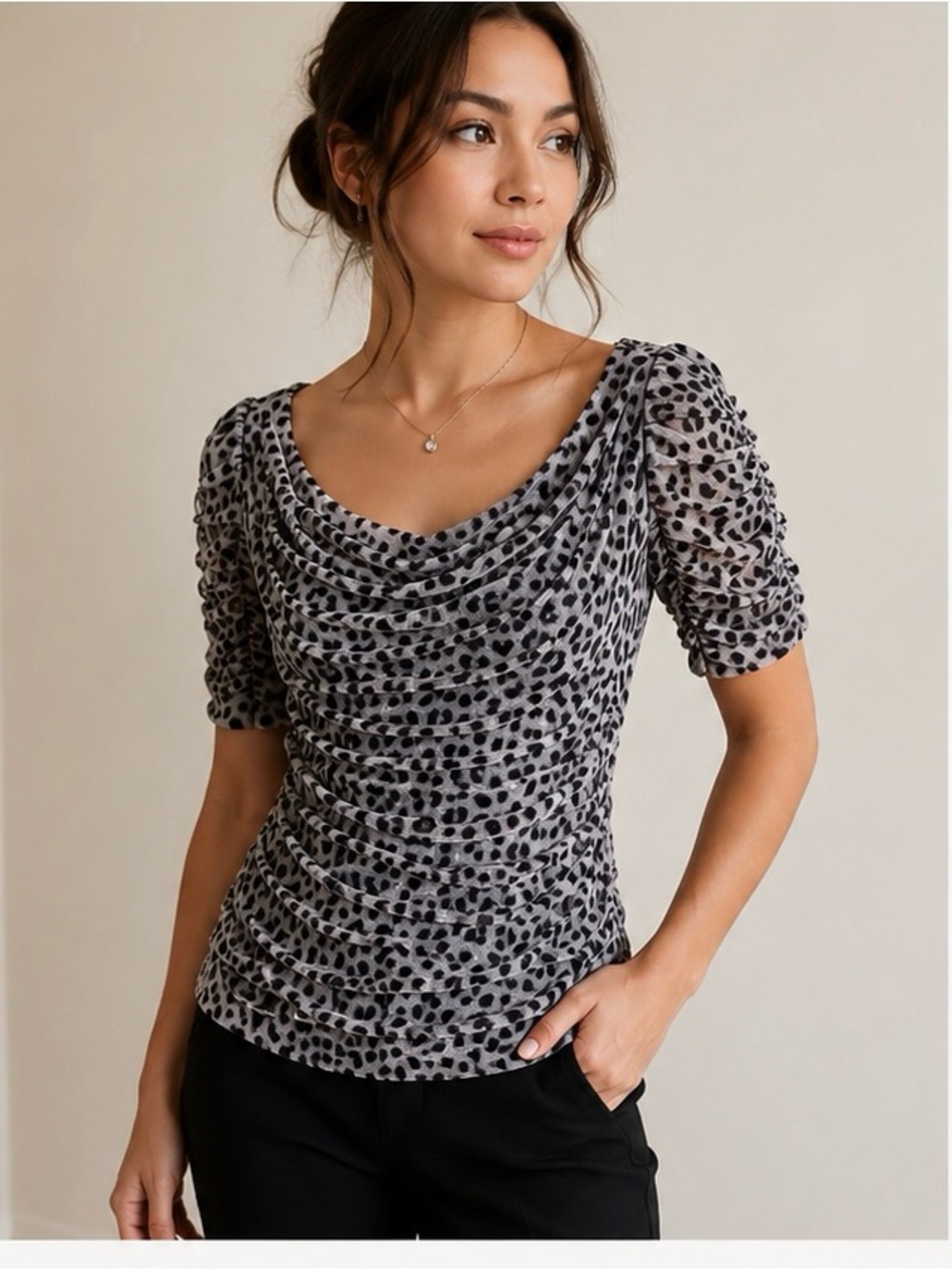 Tadashi Shoji Leopard print formal top 
size M